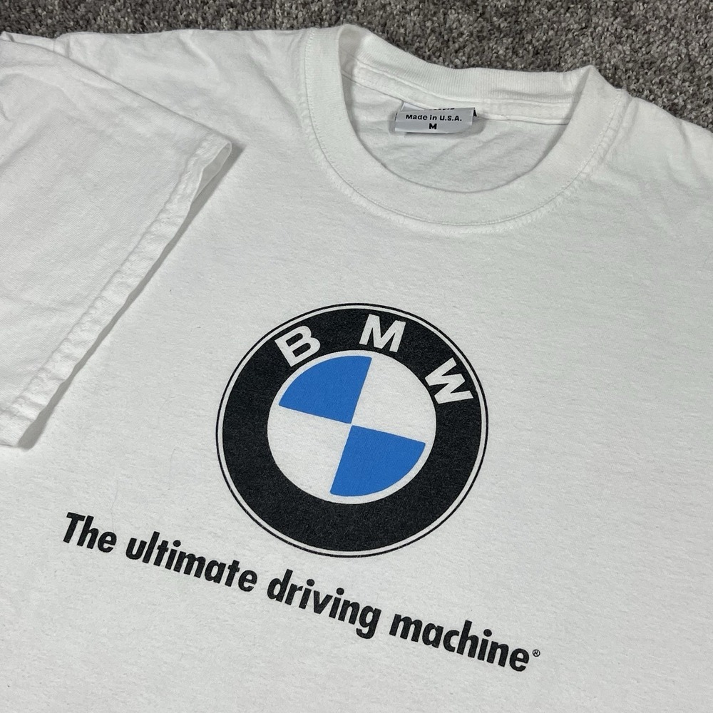 Vintage 90s BMW T Shirt Mens M White Lifestyle Driving Machine Made in USA